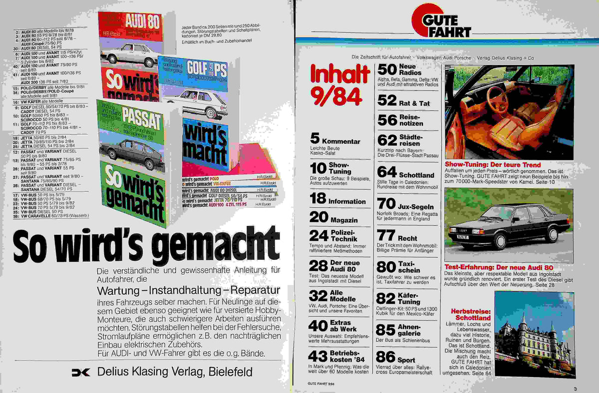 Inhaltsverzeichnis Gute Fahrt 09/1984