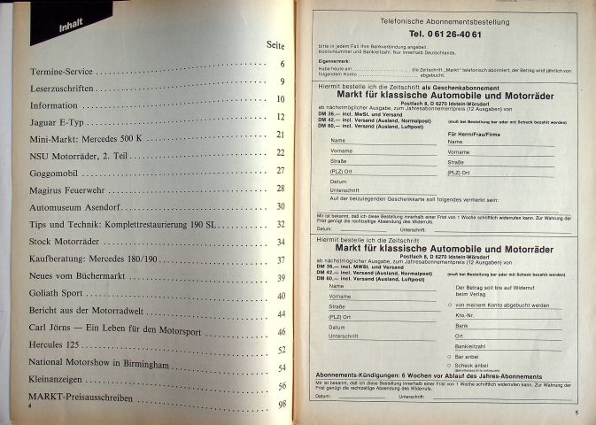 Inhaltsverzeichnis Oldtimer Markt 09/1984