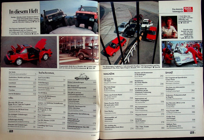 Inhaltsverzeichnis Auto Motor und Sport 09/1985