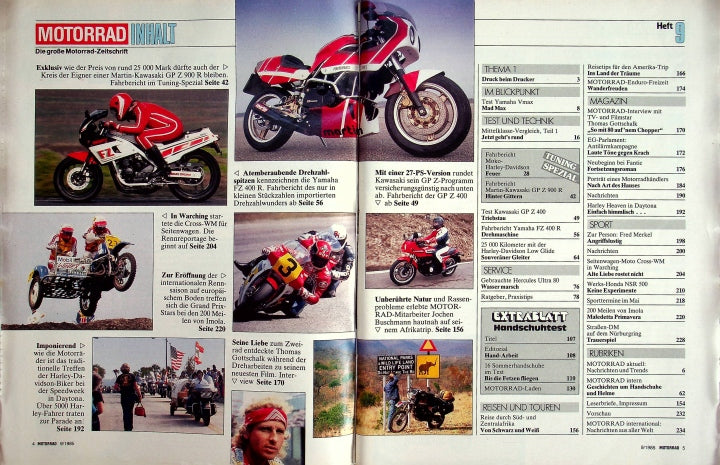 Inhaltsverzeichnis Motorrad 09/1985