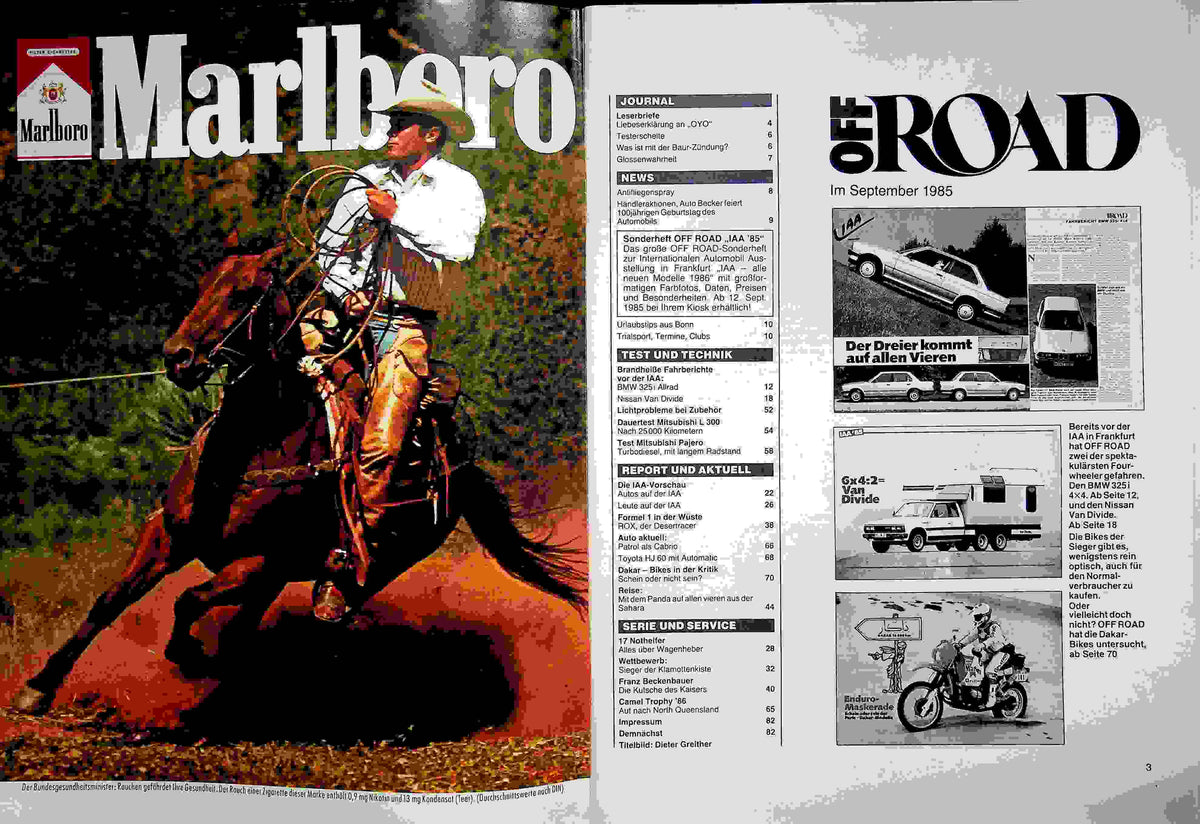 Inhaltsverzeichnis Offroad 09/1985