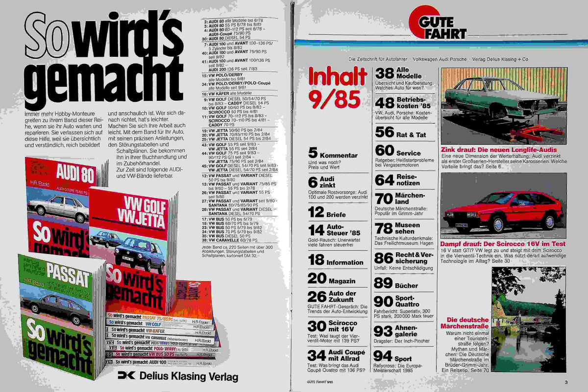 Inhaltsverzeichnis Gute Fahrt 09/1985