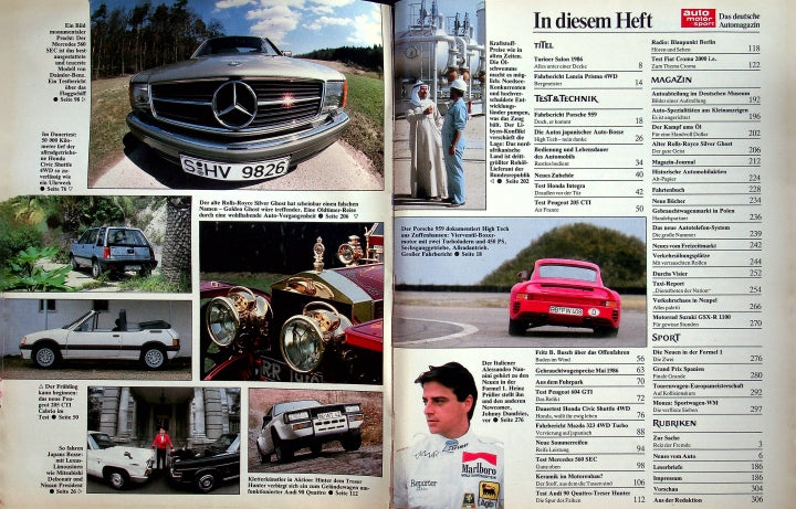 Inhaltsverzeichnis Auto Motor und Sport 09/1986