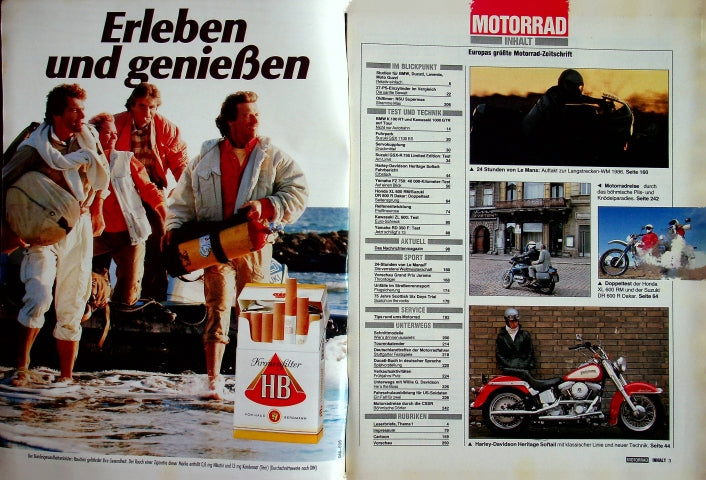 Inhaltsverzeichnis Motorrad 09/1986
