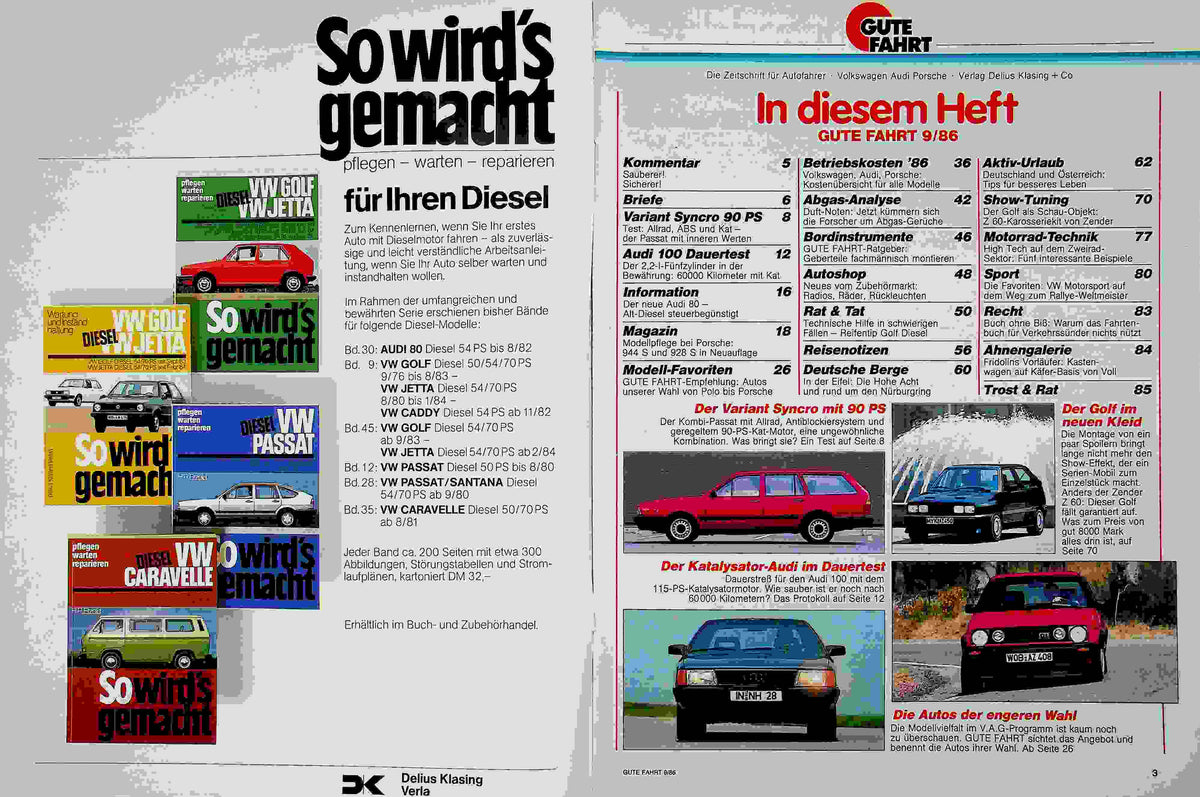 Inhaltsverzeichnis Gute Fahrt 09/1986