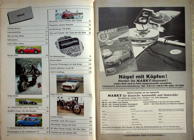 Inhaltsverzeichnis Oldtimer Markt 09/1987