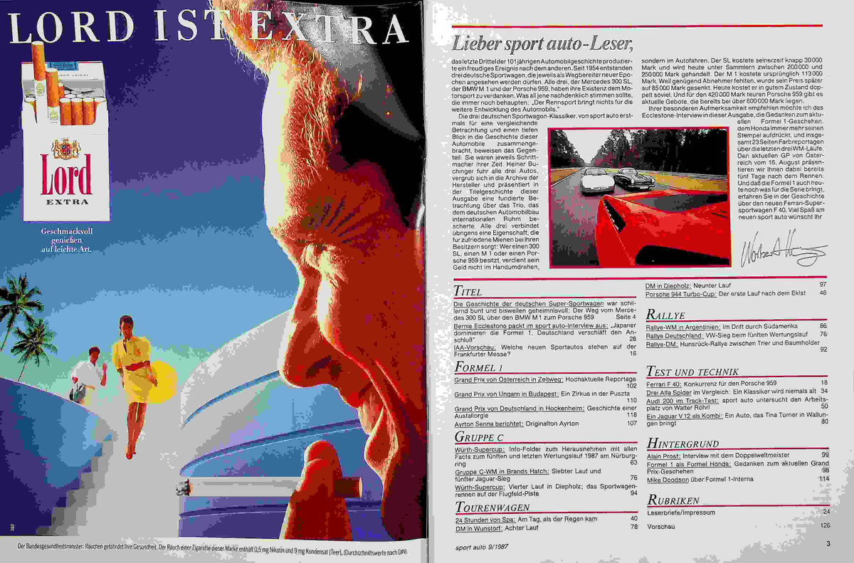 Inhaltsverzeichnis Sport Auto 09/1987