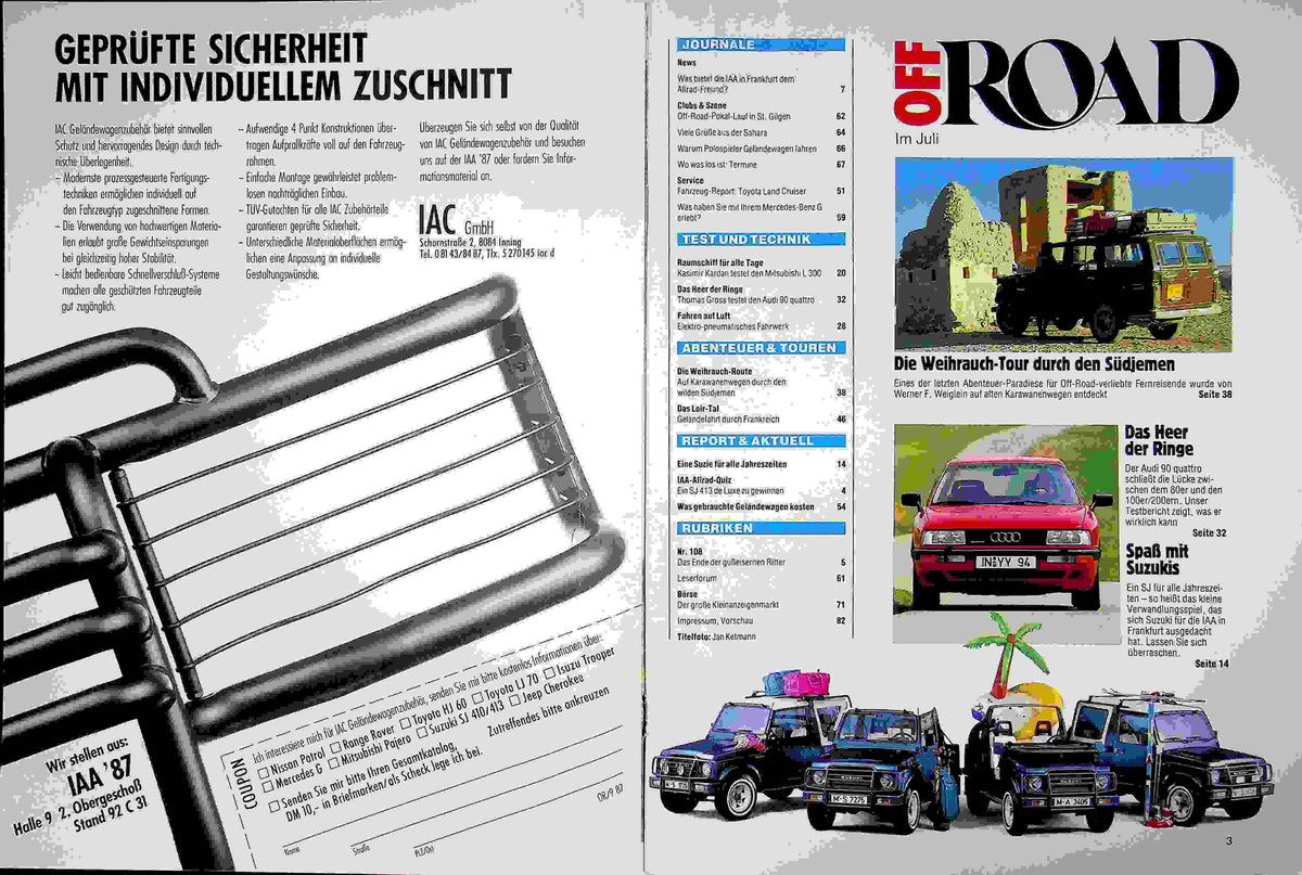 Inhaltsverzeichnis Offroad 09/1987