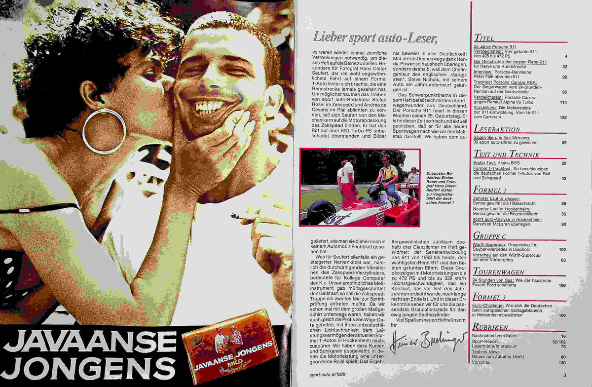 Inhaltsverzeichnis Sport Auto 09/1988