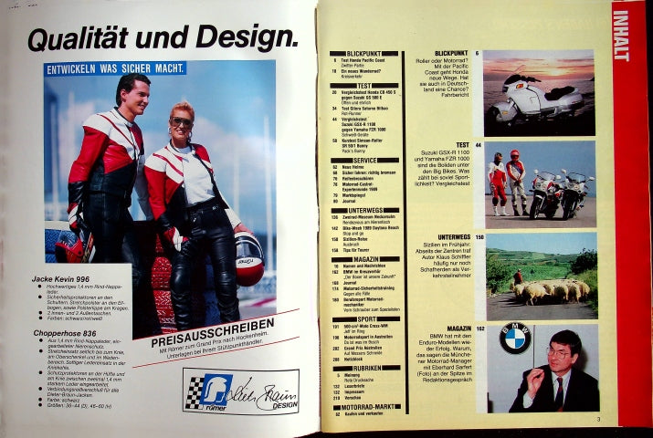 Inhaltsverzeichnis Motorrad 09/1989