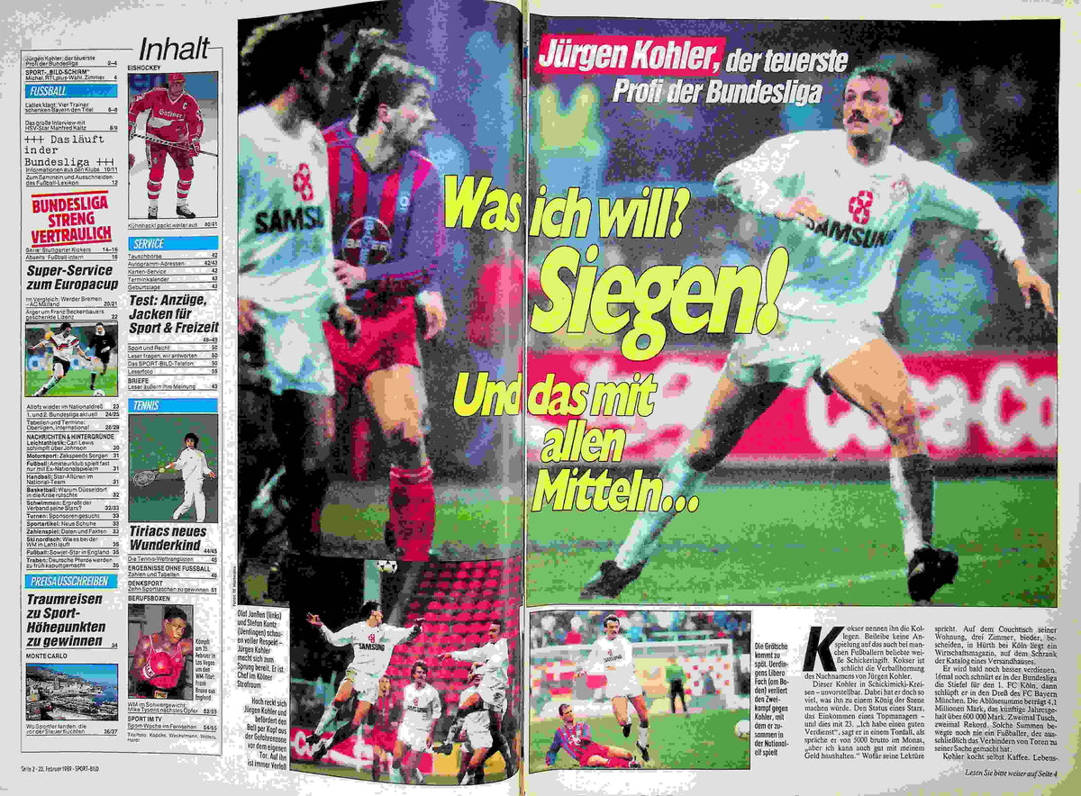 Inhaltsverzeichnis Sport Bild 09/1989