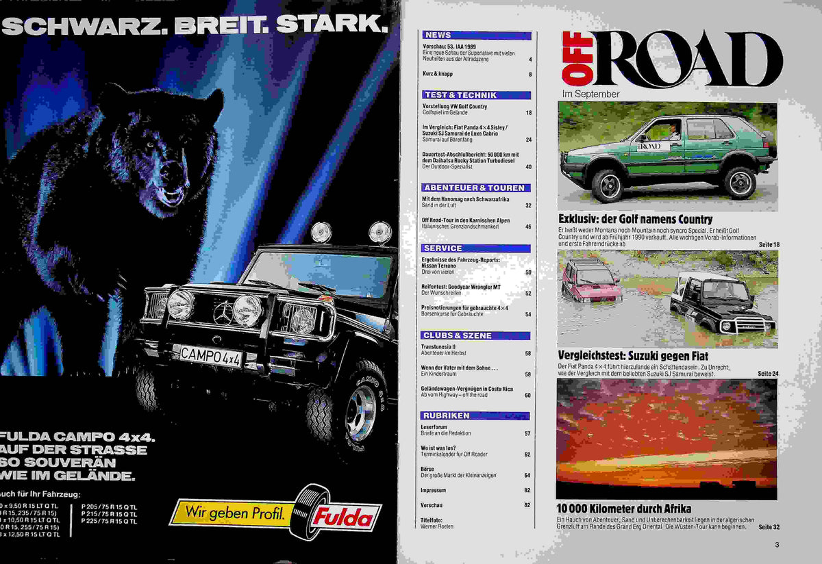 Inhaltsverzeichnis Offroad 09/1989