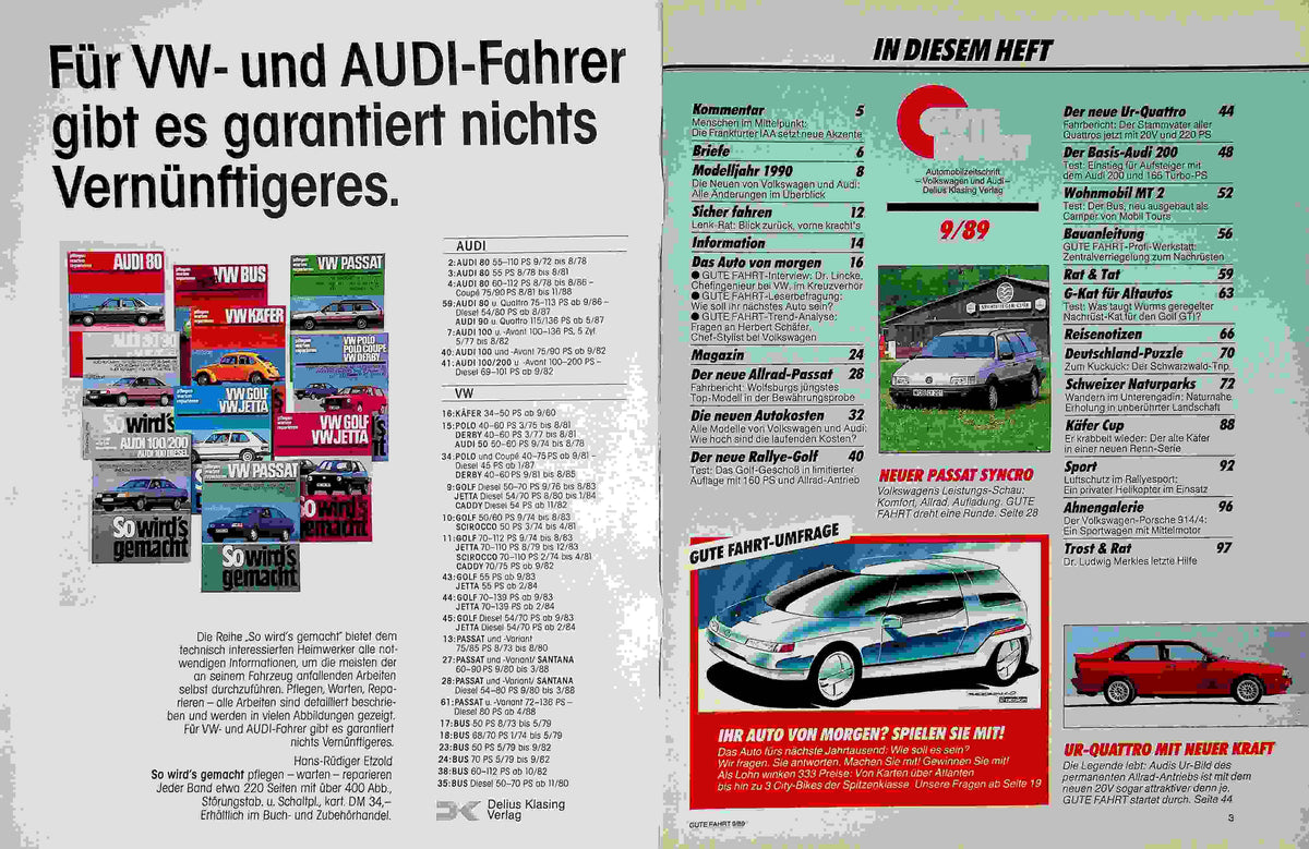 Inhaltsverzeichnis Gute Fahrt 09/1989