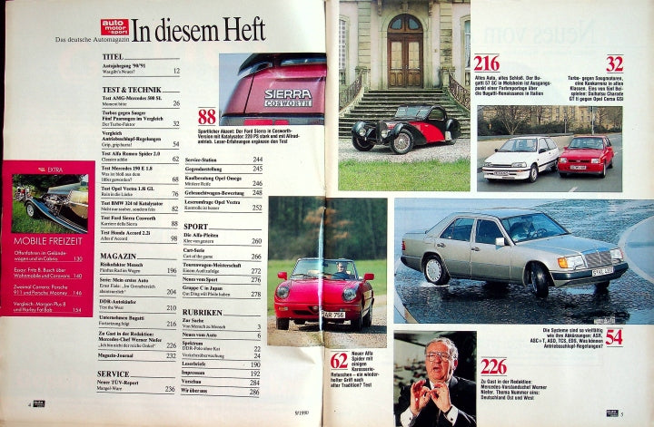 Inhaltsverzeichnis Auto Motor und Sport 09/1990