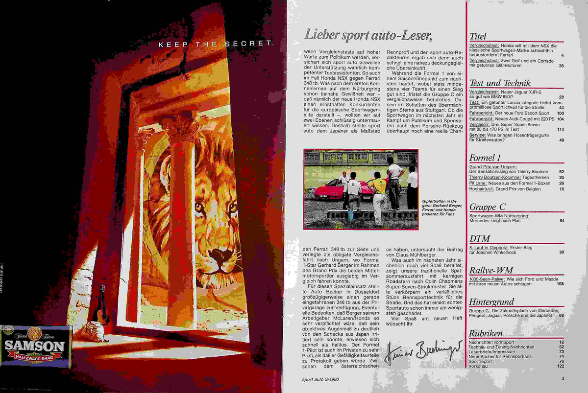 Inhaltsverzeichnis Sport Auto 09/1990