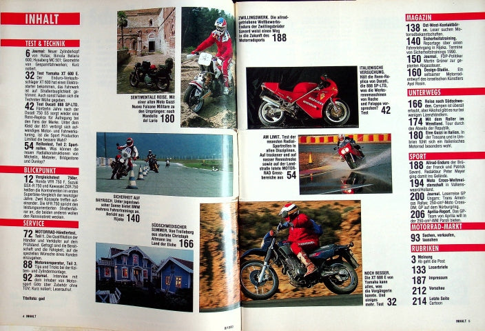 Inhaltsverzeichnis Motorrad 09/1990