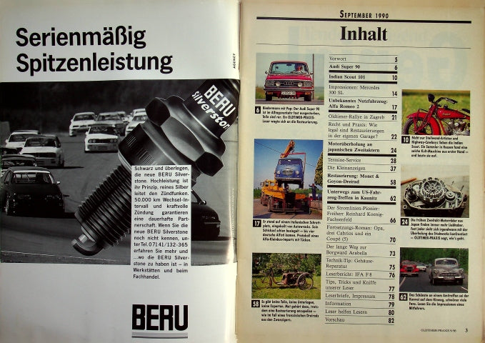 Inhaltsverzeichnis Oldtimer Praxis 09/1990