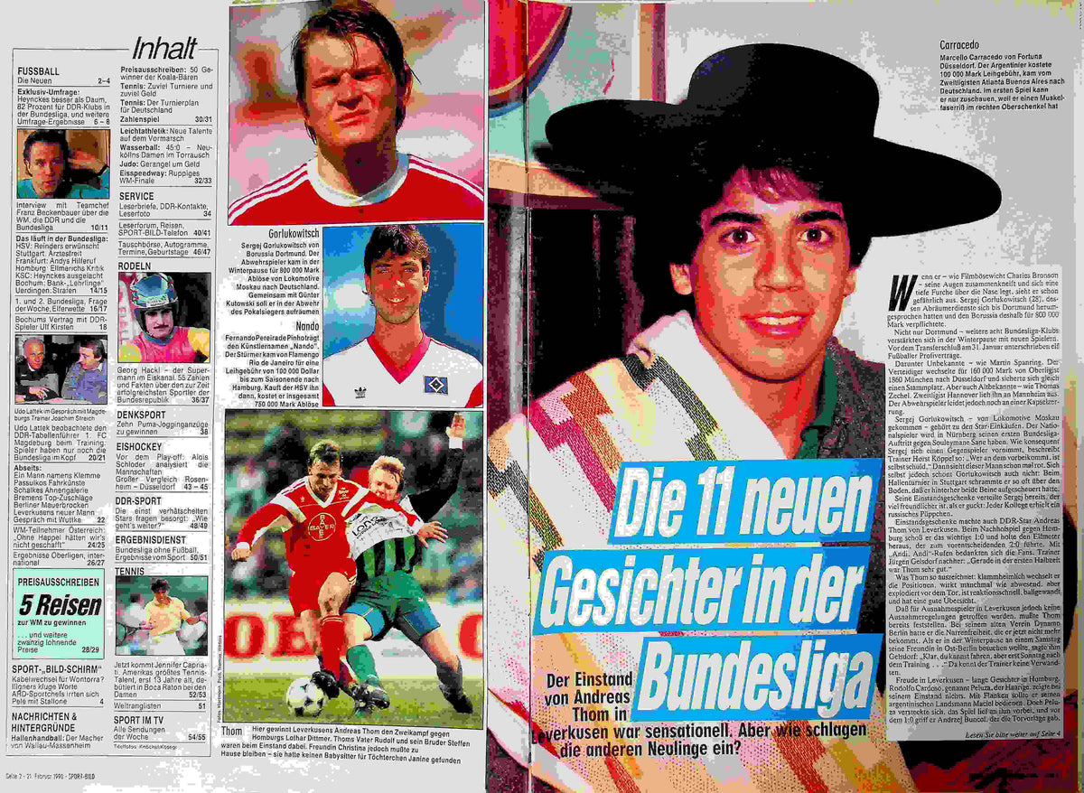 Inhaltsverzeichnis Sport Bild 09/1990