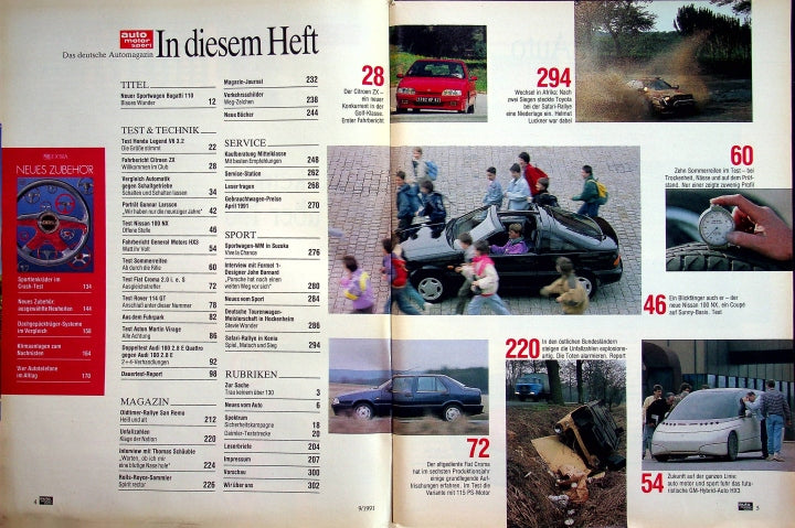 Inhaltsverzeichnis Auto Motor und Sport 09/1991