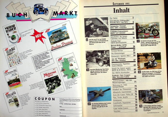 Inhaltsverzeichnis Oldtimer Praxis 09/1991