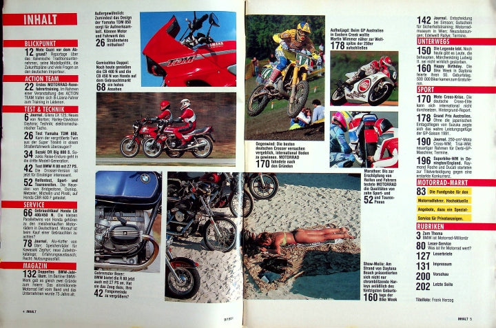 Inhaltsverzeichnis Motorrad 09/1991