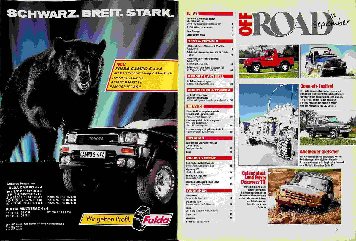 Inhaltsverzeichnis Offroad 09/1991