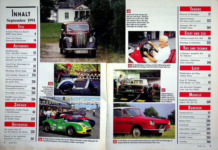Inhaltsverzeichnis Oldtimer Markt 09/1991