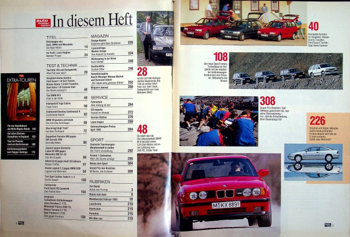 Inhaltsverzeichnis Auto Motor und Sport 09/1992