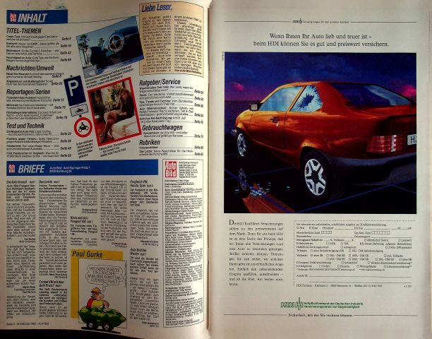 Inhaltsverzeichnis Auto Bild 09/1992