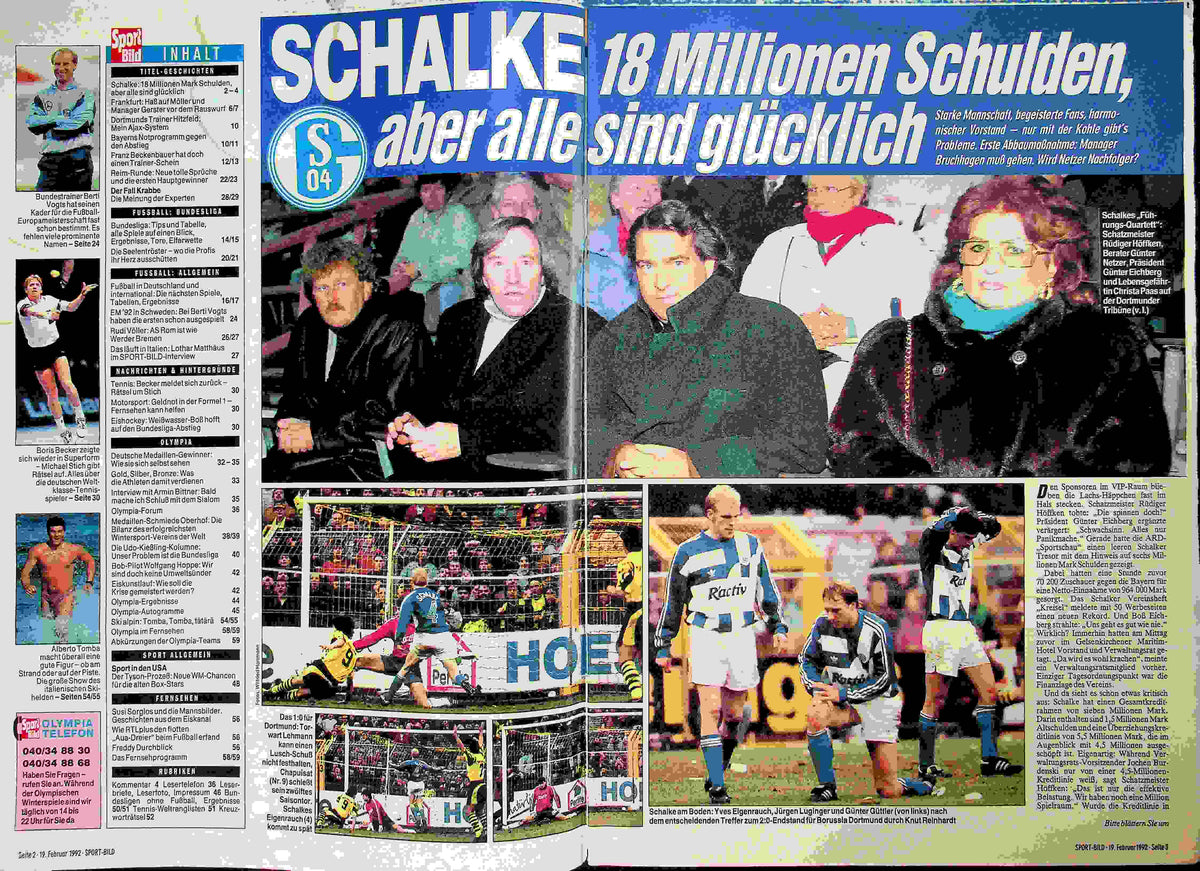 Inhaltsverzeichnis Sport Bild 09/1992