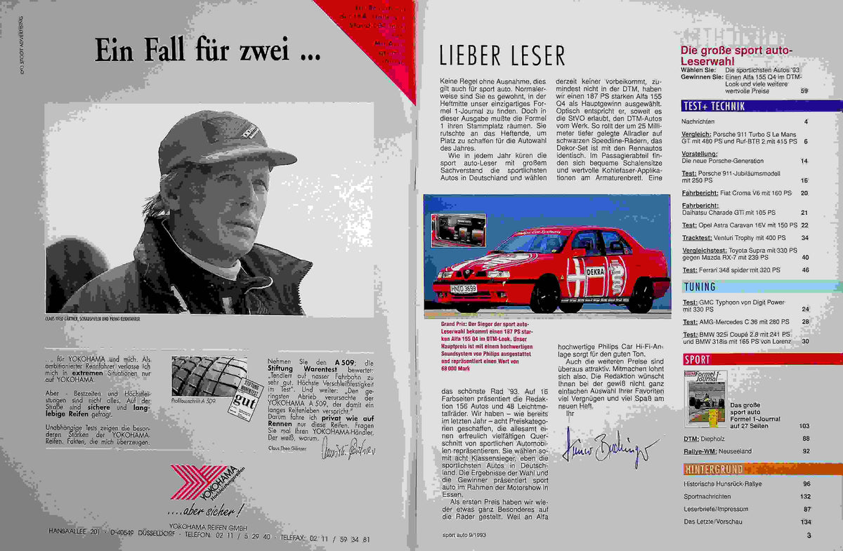Inhaltsverzeichnis Sport Auto 09/1993