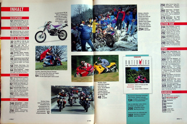 Inhaltsverzeichnis Motorrad 09/1993