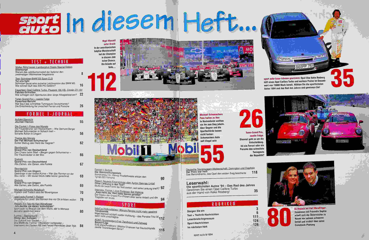 Inhaltsverzeichnis Sport Auto 09/1994
