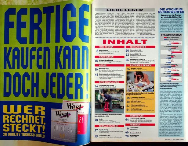 Inhaltsverzeichnis Auto Bild 09/1994
