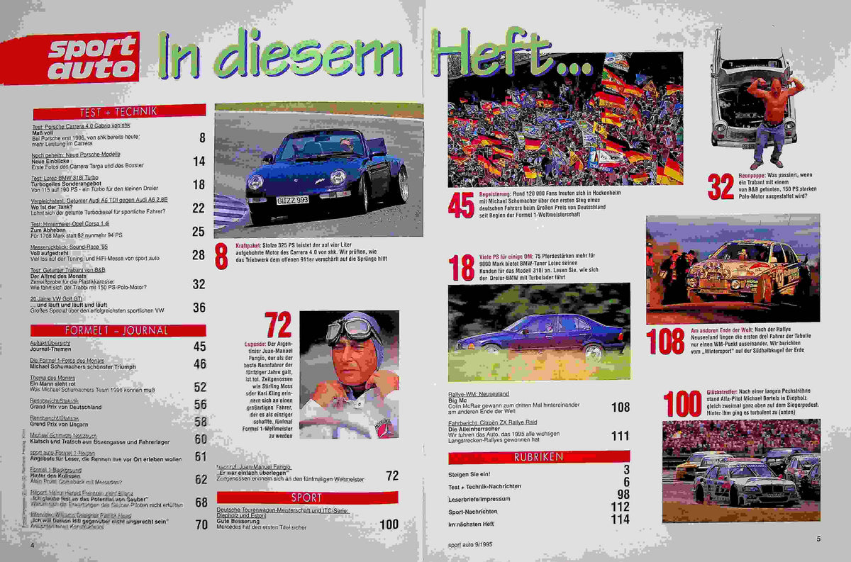 Inhaltsverzeichnis Sport Auto 09/1995