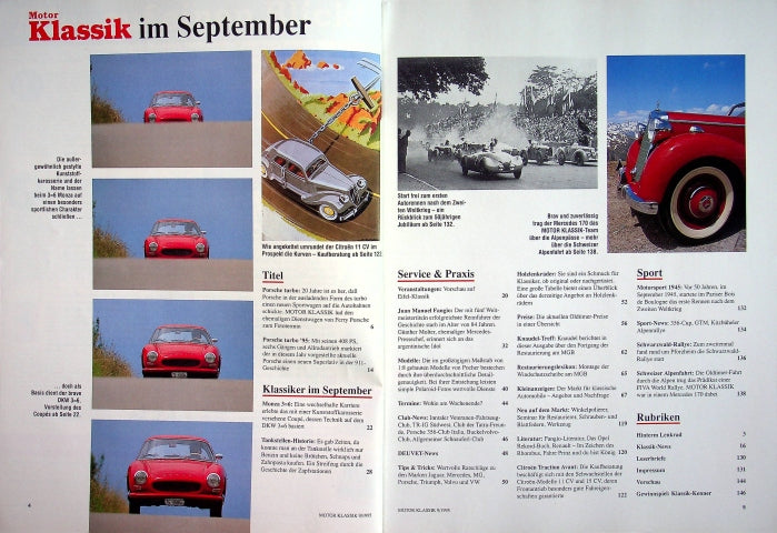 Inhaltsverzeichnis Motor Klassik 09/1995