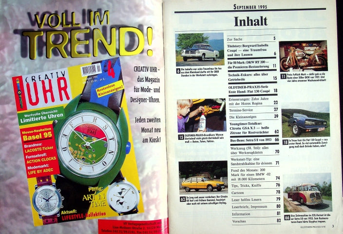 Inhaltsverzeichnis Oldtimer Praxis 09/1995