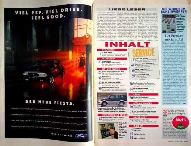 Inhaltsverzeichnis Auto Bild 09/1996
