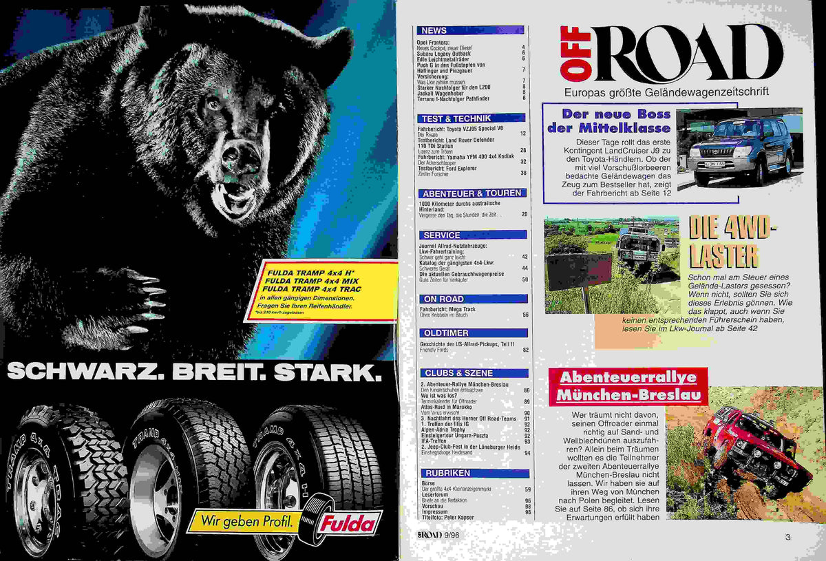 Inhaltsverzeichnis Offroad 09/1996