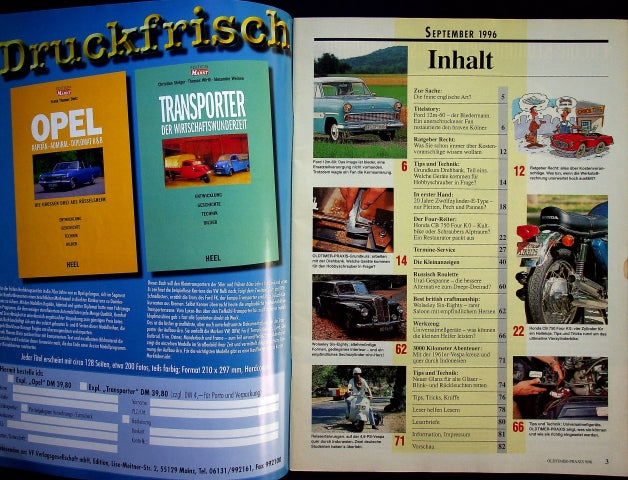 Inhaltsverzeichnis Oldtimer Praxis 09/1996