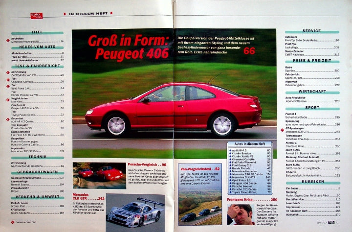 Inhaltsverzeichnis Auto Motor und Sport 09/1997