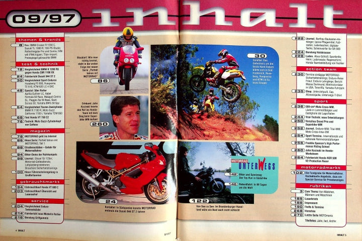 Inhaltsverzeichnis Motorrad 09/1997
