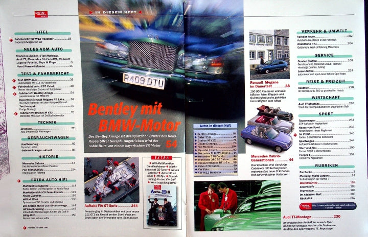 Inhaltsverzeichnis Auto Motor und Sport 09/1998
