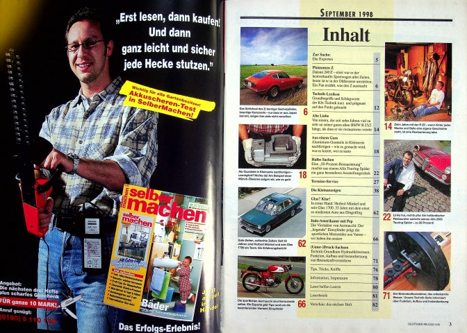 Inhaltsverzeichnis Oldtimer Praxis 09/1998