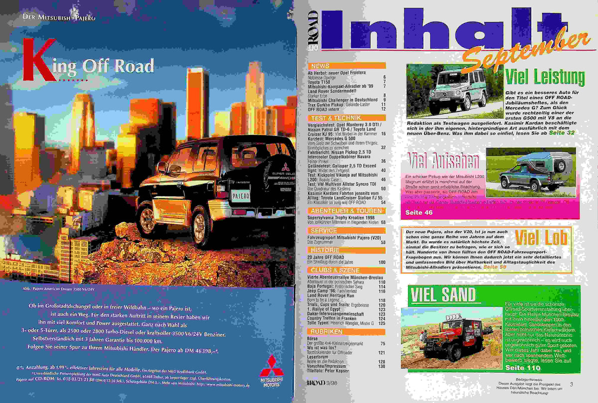 Inhaltsverzeichnis Offroad 09/1998