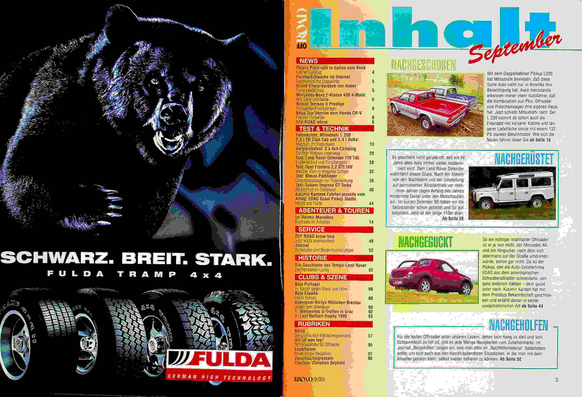 Inhaltsverzeichnis Offroad 09/1999