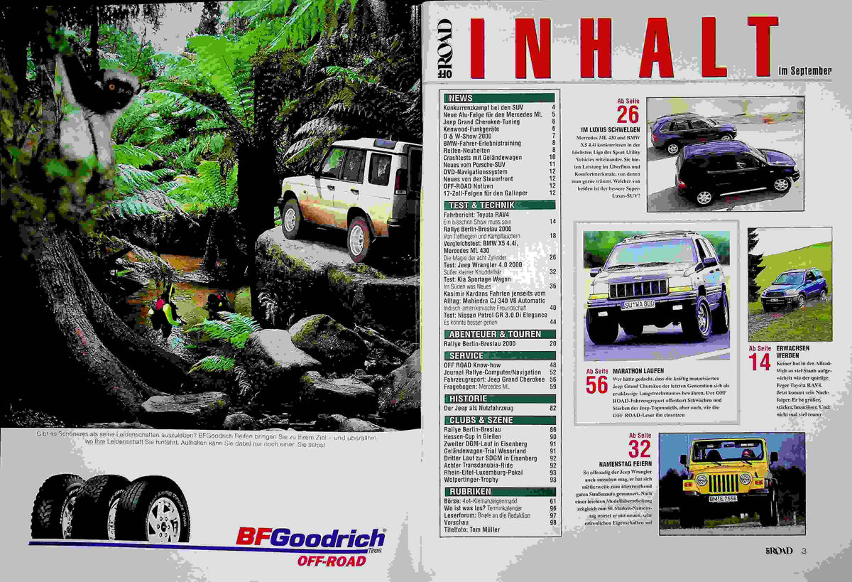 Inhaltsverzeichnis Offroad 09/2000