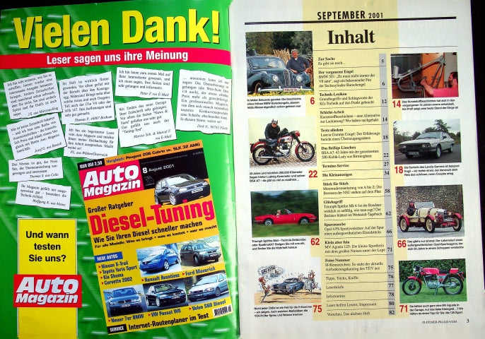 Inhaltsverzeichnis Oldtimer Praxis 09/2001