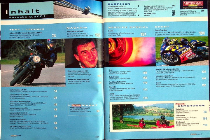 Inhaltsverzeichnis Motorrad 09/2001