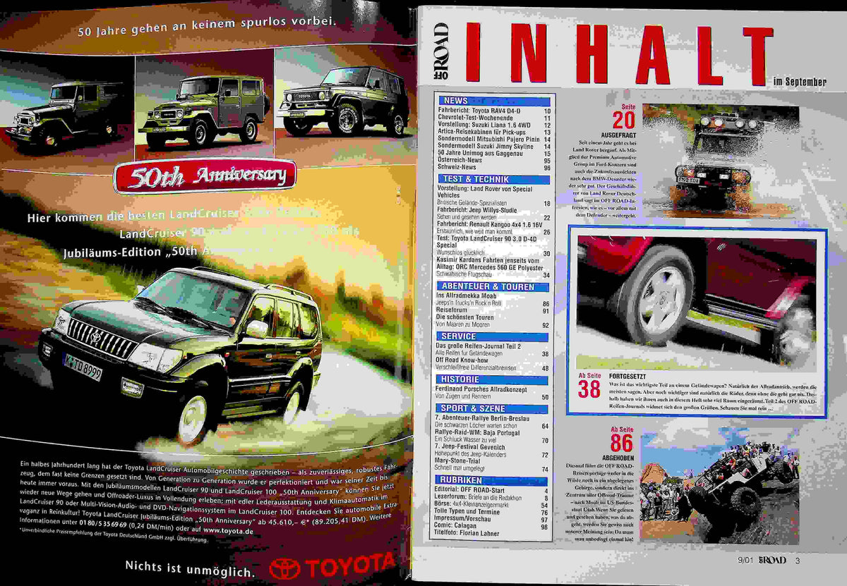 Inhaltsverzeichnis Offroad 09/2001